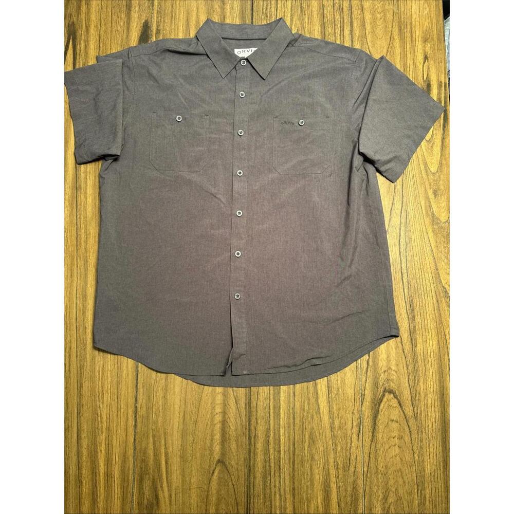 Orvis Men's XL Short Sleeve Button Down Shirt Gray, Pocket, Fishing Sz XL